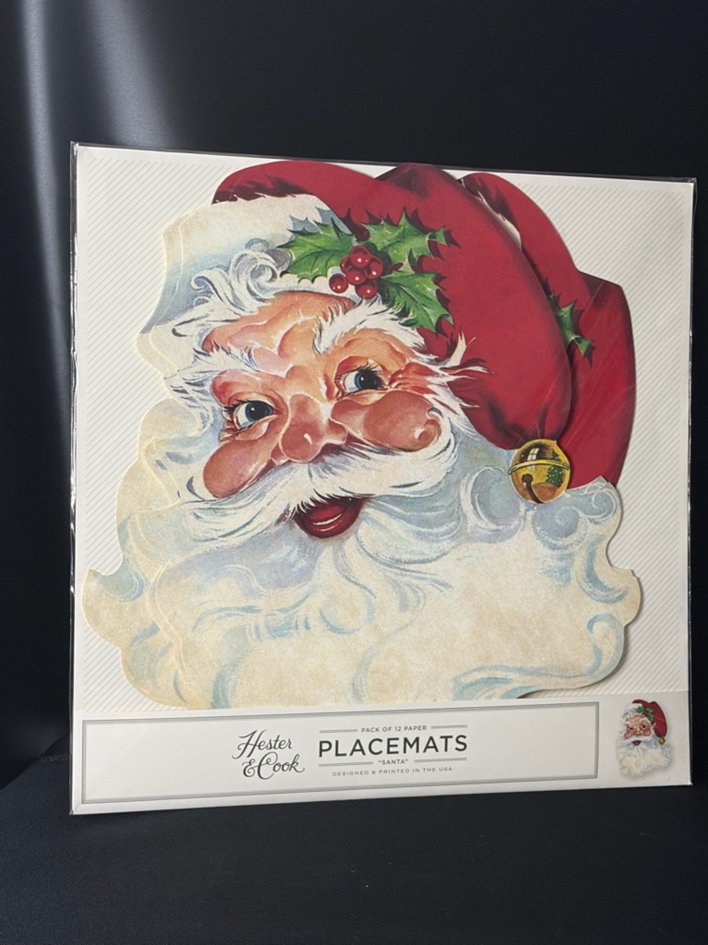 Set/12 ~Hester‎ & Cook~ SANTA/CHRISTMAS Diecut Decor Vintage Paper Placemats